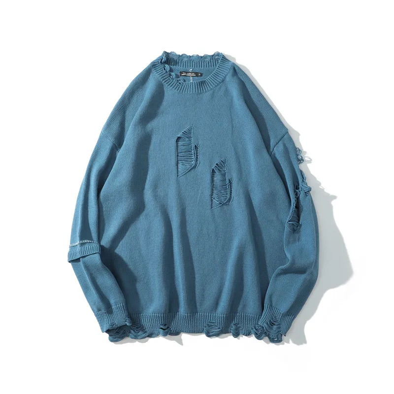 

ICPANS, хлопковые пуловеры, Kintted, для мужчин и женщин, для пары, свободные, в стиле хип-хоп, уличная одежда, мужской свитер с дырками, японский сти...