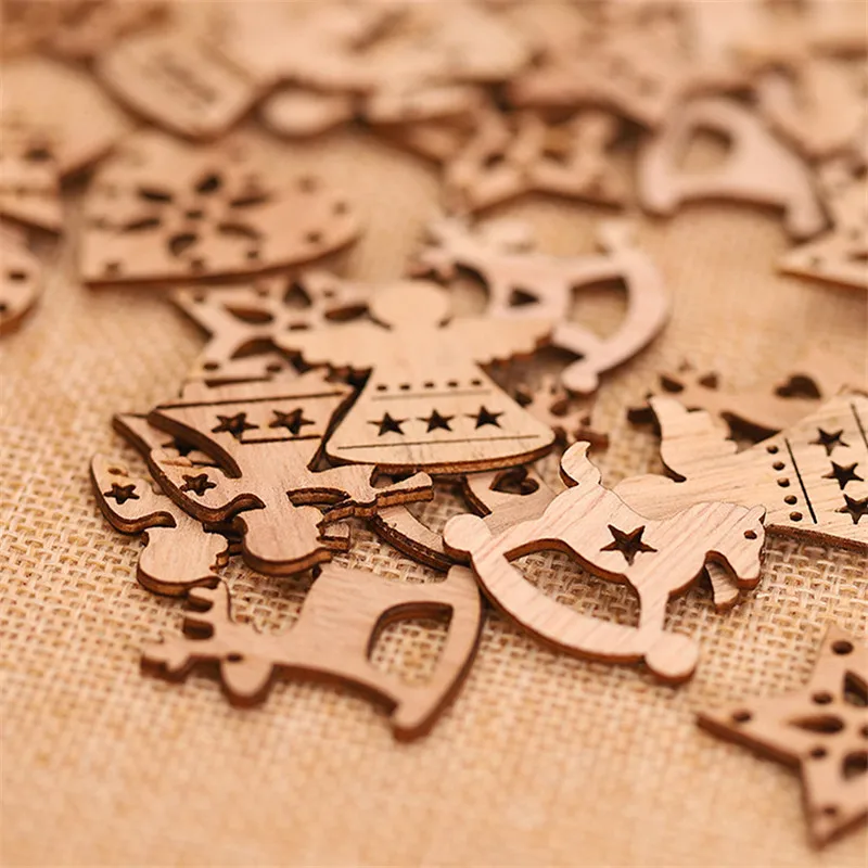 

25 шт., новогодние украшения для дома, деревянные Мультяшные аксессуары