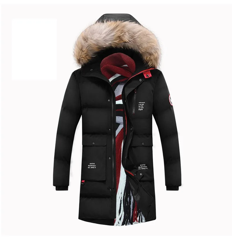 

8XL Long Jackets Men Winter Fur Warm Thick Cotton Multi-pocket Hooded Parkas Mens Casual Warm Coats Windbreaker Overcoat