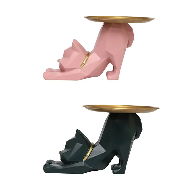 

Geometric Cat Resin Rack Home Jewelry Plate Entrance Key Storage Tray Living Room Desktop Decoration Ornaments