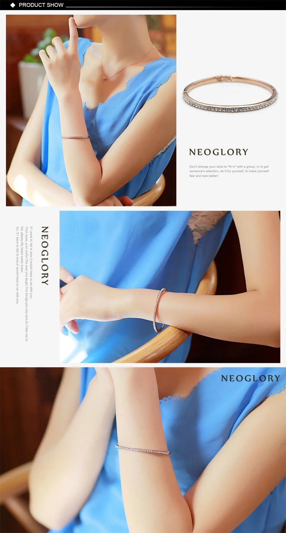Neoglory, Высочайшее качество, австрийские стразы, браслеты, Шарм для женщин, ювелирный подарок, бренд Bijoux, Бразильский бренд, подарок, simp-j