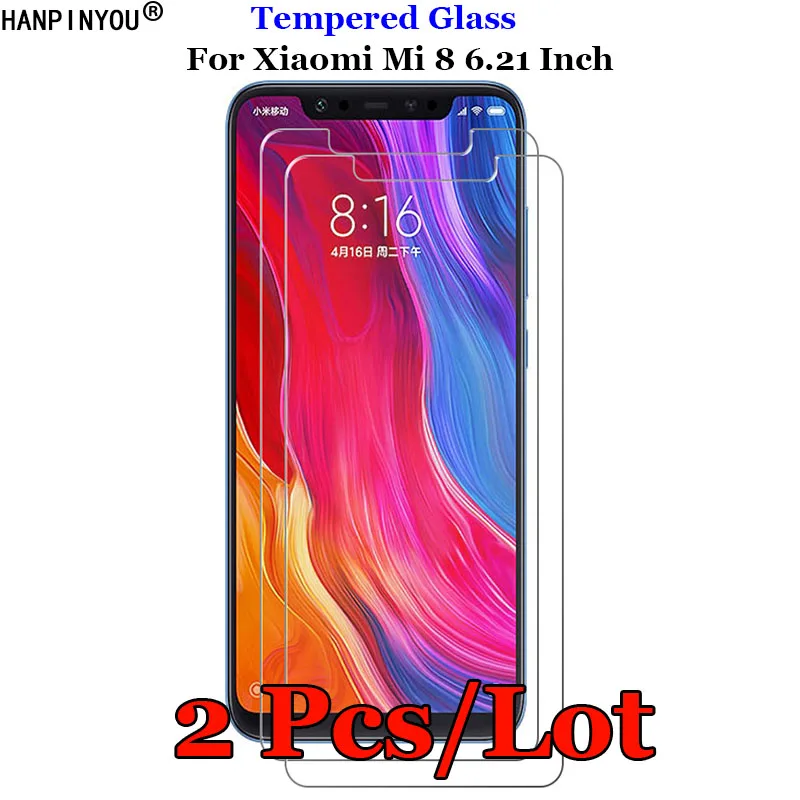 

2 шт./лот для Xiaomi Mi 8 закаленное стекло 9H 2.5D Премиум Защитная пленка для экрана Xiaomi Mi8 M8 6,21"