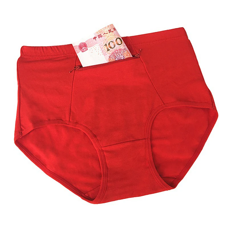 3 Pieces/Set Women Panties with Pocket Big Size Female Cotton Underwear with Zipper High Quality Novel Breathable Ladies Briefs