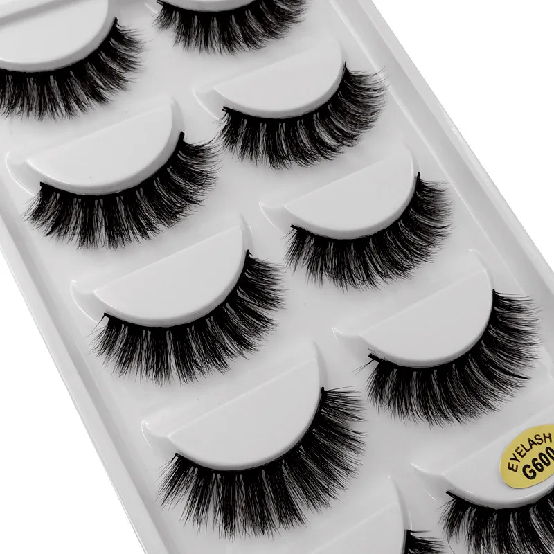 

5Pairs 3D Faux Mink Lashes Fluffy Wispy Volume Natural long Handmade False Eyelashes Eye Lashes Reusable Extension Heavy Makeup
