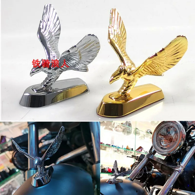 

moto Front Fender Mudguard Ornament Eagle Head Fender Bonnet Emblem Motorbike For harely cafe racer Motorcycle Universal Motors