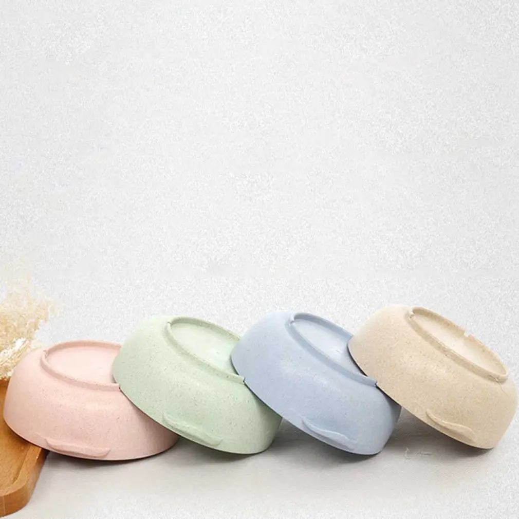 Пластиковая детская столовая чаша из пшеничной соломы с ложкой посуда для