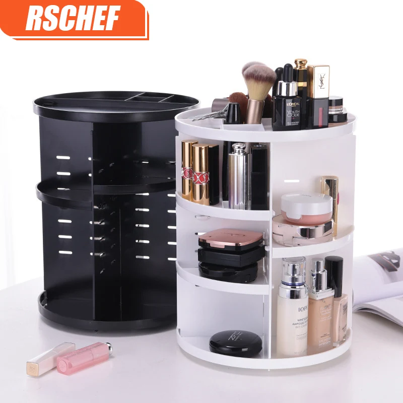 [ВИДЕО] модный вращающийся на 360 градусов Органайзер для макияжа коробка