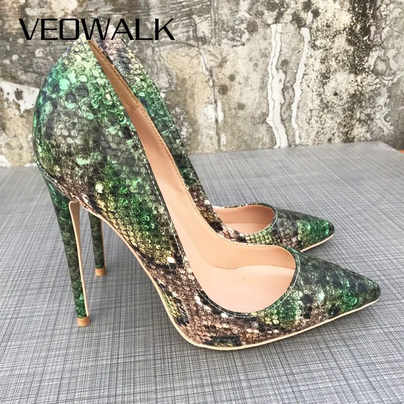 Veowalk/пикантные женские туфли-лодочки на шпильке зеленого цвета с эффектом