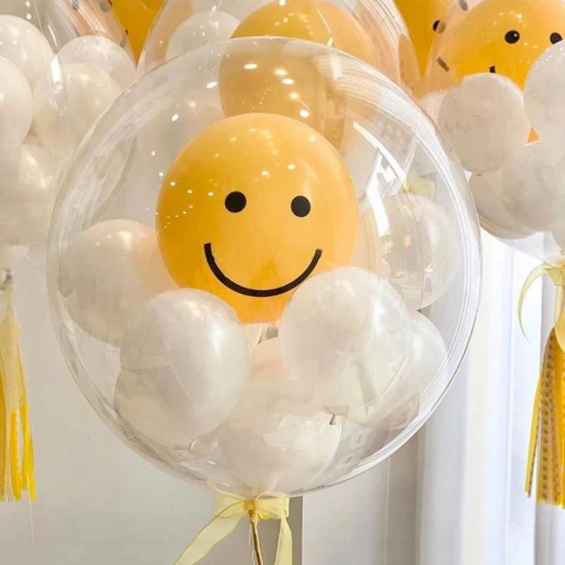 Воздушные шары со смайликами в виде маргариток 36 дюймов набор прозрачных шариков