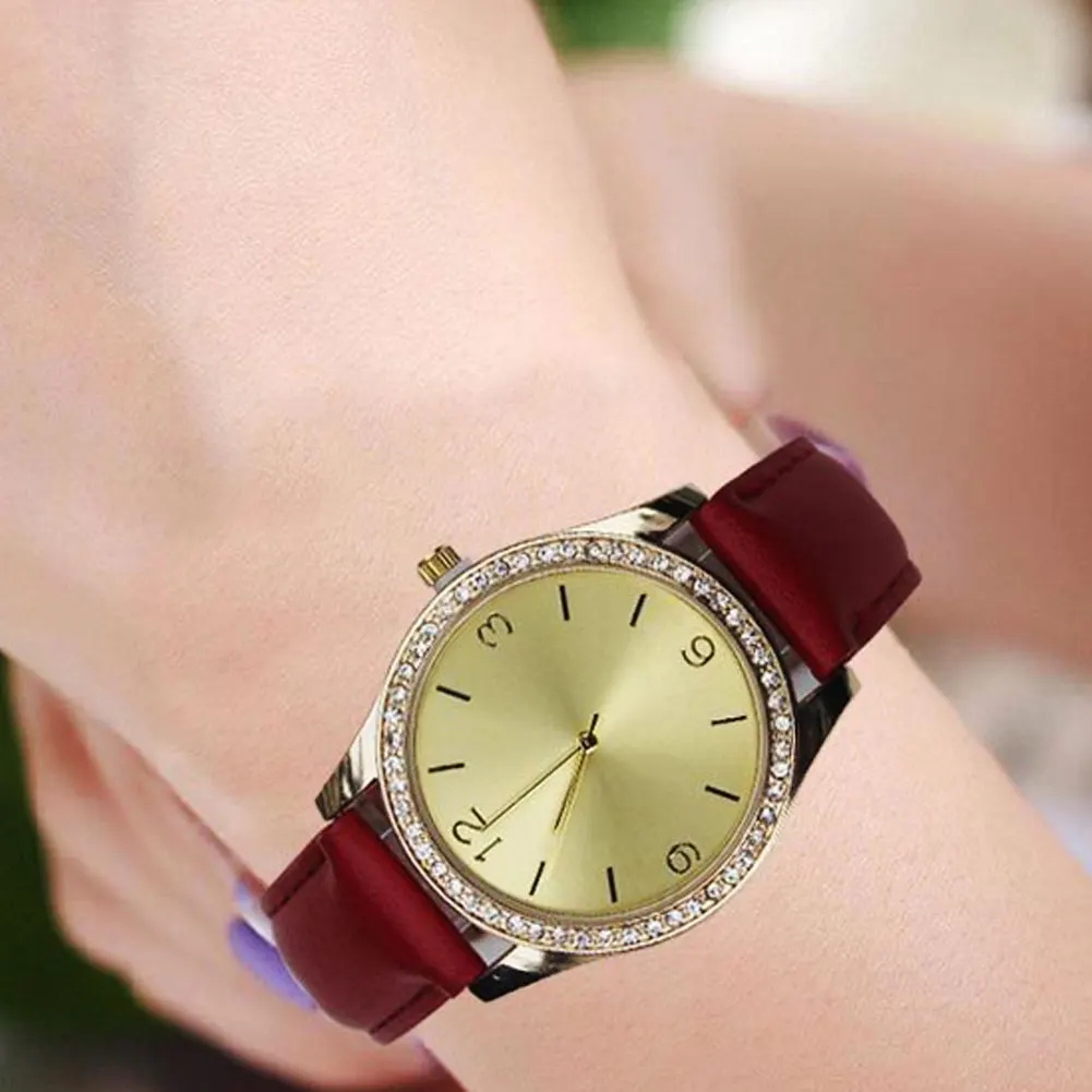 Винтажные уникальные женские часы с арабскими цифрами и Круглым Циферблатом из