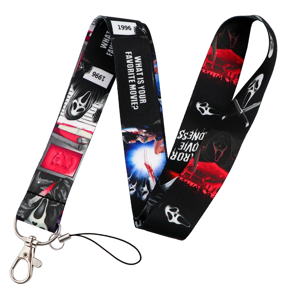 dz2583 halloween horror movie lanyard for keys chain id card cover pass phone charm badge holder key ring straps accessories free global shipping