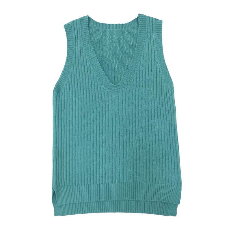 

Room 194696, row 1, No. 6, top] real photo of spring solid V-neck sleeveless vest [1065] 35