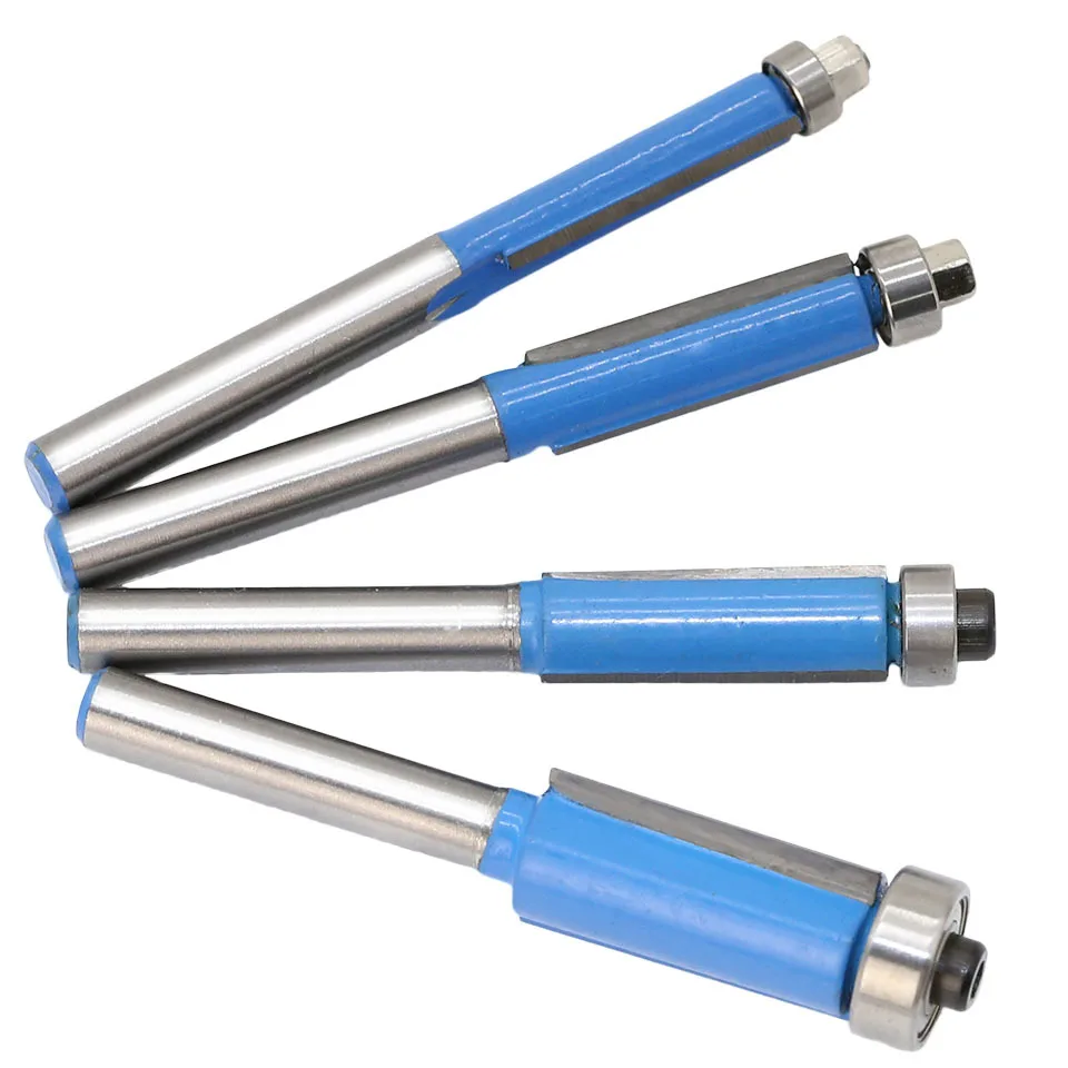 

4 Pcs Straight Flush Trim Router Bit Set TCT Trimmer Cutting Woodworking Tools