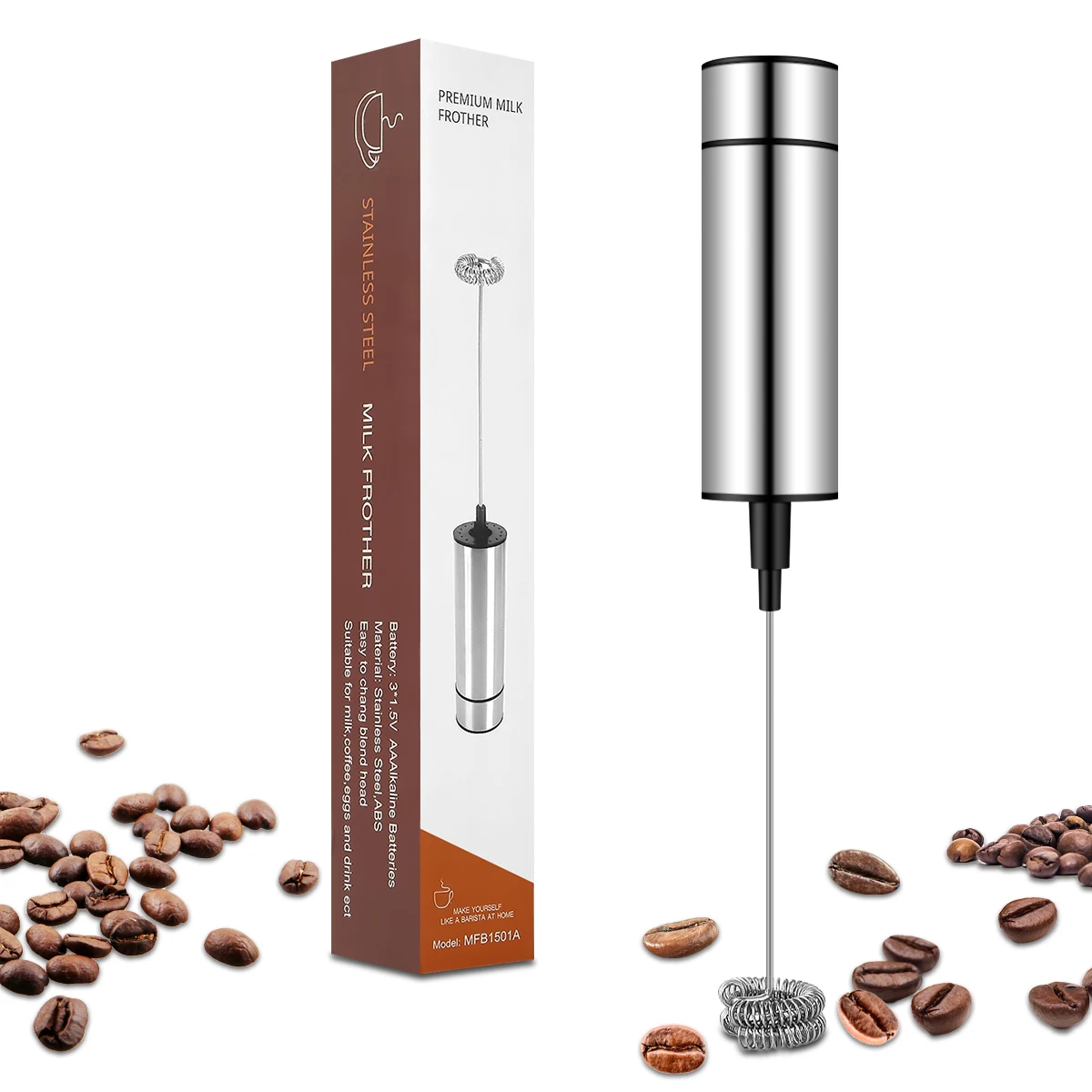 

19,000RPM Battery Operated Electric Milk Frother Handheld Milk Foamer Automatic Mini Drink Mixer Blender