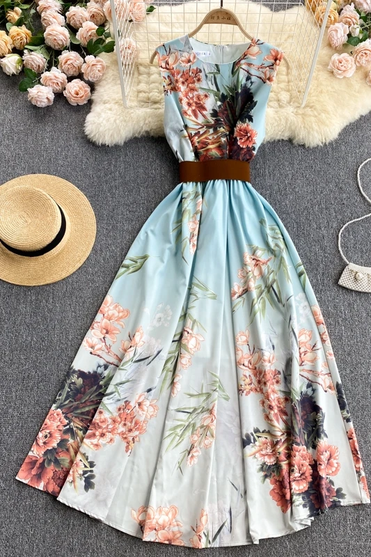 

Ladies style dress 2021 new summer dress ladies noble and elegant temperament women's design sense printed dress skirt