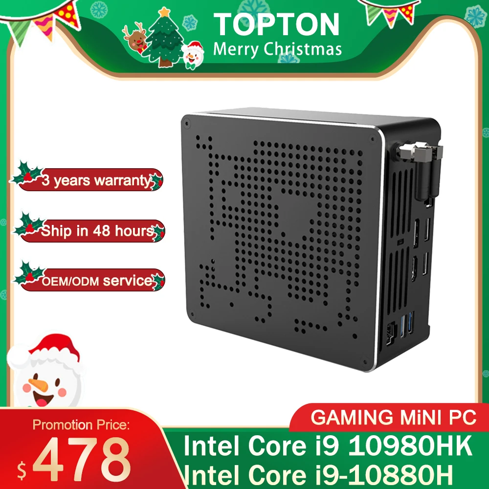 TOPTON 10 го поколения Nuc Intel i9 10980HK 10880H i7 10750H Мини ПК 2 LAN Win10 * DDR4 NVME игровой настольный