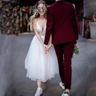 Простое Короткое свадебное платье Verngo, модель 2021 года, свадебные платья на бретелях-спагетти, винтажное летнее свадебное платье, Дешевое платье для невесты