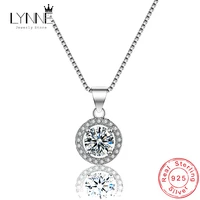 new fashion 925 sterling silver round zircon pendant necklace fine rhinestone clavicle necklaces womengirl party jewelry gift