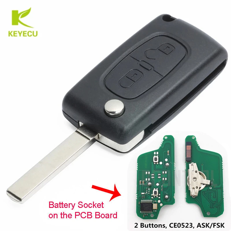 KEYECU 2 кнопки флип дистанционный ключ-брелок от машины 433 МГц электронный ID46 для