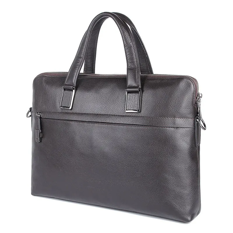 Nesitu Highend Black Chocolate Blue Genuine Leather 14'' Laptop Office Men's Briefcase Business Messenger Bag A4 Portfolio M7412