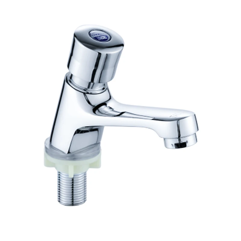 Хромированный смеситель для раковины водопроводный кран с задержкой времени и