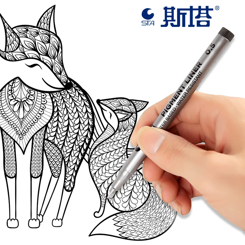 

9Pcs/Lot Black micron pen Hook Liner sketch markers Drawing Waterproof Art Supplies Manga Comic Handwriting Brush marker colores