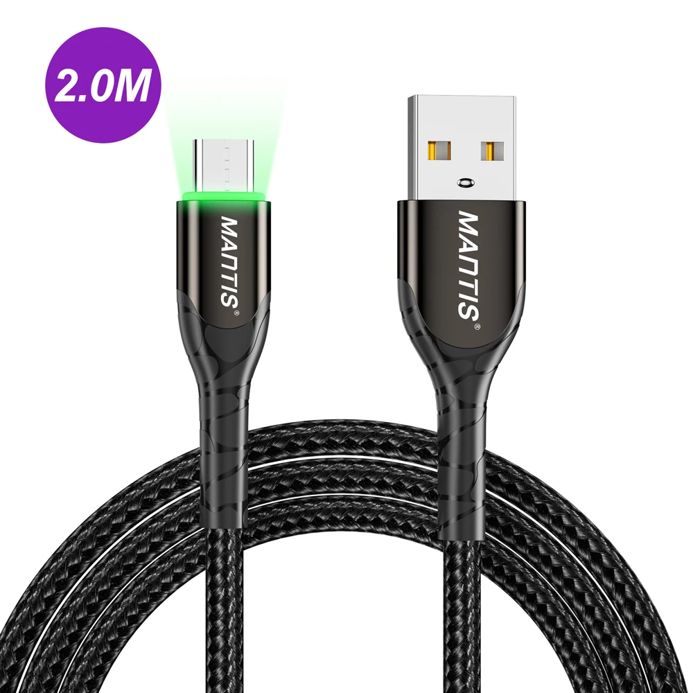 2M Black MANTIS 3 м 2 м светодиодный кабель Micro Usb для samsung Xiaomi 3A Быстрая зарядка зарядное устройство через Micro Usb Android мобильный телефон кабель для передачи данных - Цвет: 2M Black