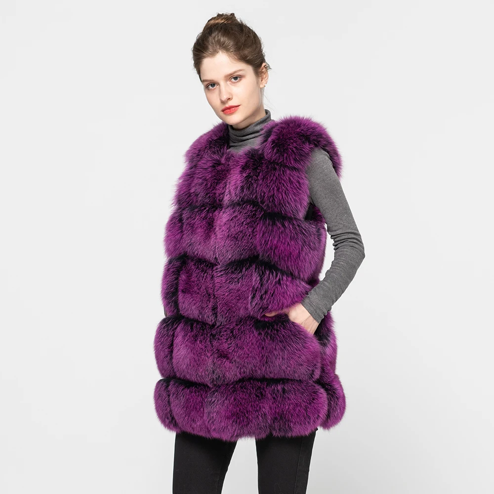 Jancoco Max Новое поступление настоящие жилеты из лисьего меха женский зимний теплый меховой жилет Модный стильный жилет высокого качества S1431