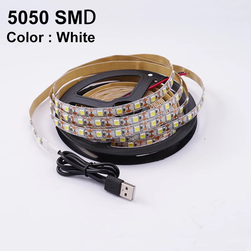 White LUCKY светодиодный 5 в светодиодный USB ТВ ПОДСВЕТКА светодиодный светильник водонепроницаемая лента 5050 SMD Гибкая RGB лента с пультом дистанционного управления 24 ключа 3 ключа Wifi - Испускаемый цвет: White