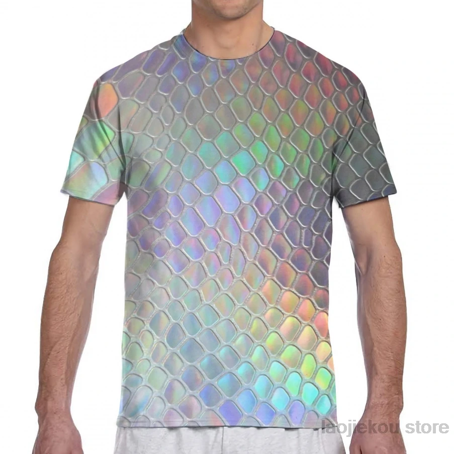 Men Holographic croc/мужская футболка с принтом для женщин; модная футболка для девочек; футболки для мальчиков; летние футболки с короткими рукавами - Цвет: Men