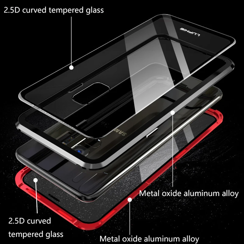 360 магнитный двойной чехол из закаленного стекла для samsung Galaxy S10 S9 Plus s10plus S8 Магнитный флип-чехол для samsung Note 10 Pro 9