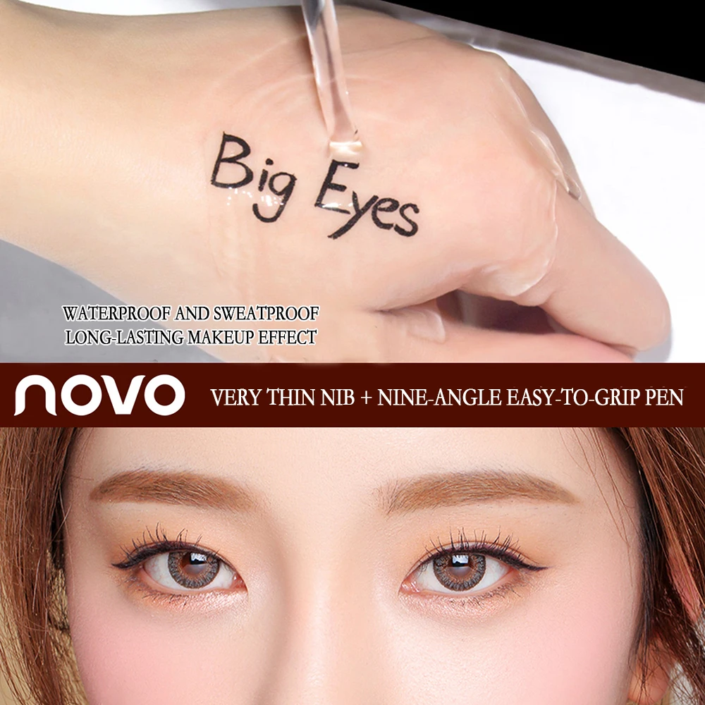 NOVO черная коричневая жидкая подводка для глаз водостойкие цвета Блеск