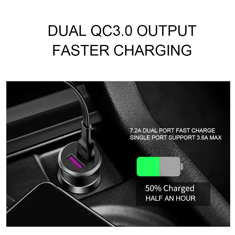 Быстрая зарядка двойной USB быстрая автомобильное зарядное устройство