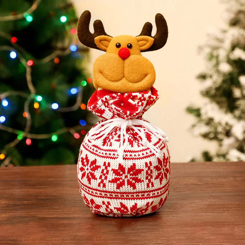 

3D Christmas gift bag Drawstring Christmas packaging Candy gift bag Cute Santa Holiday Goodies Xmas Party Decorations Supplies