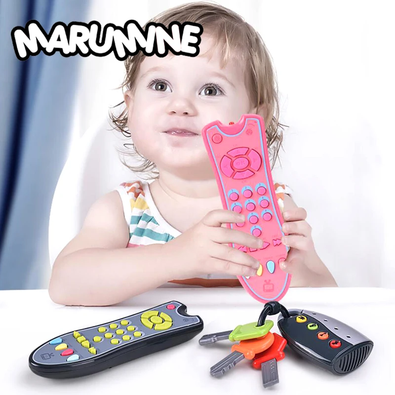 Marumine Baby музыкальный мобильный телефон ТВ пульт дистанционного управления электрический телефон игрушка с номером света ранние образовательные Погремушки для новорожденных