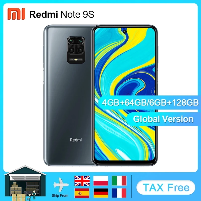 Глобальная версия смартфона Xiaomi Redmi Note 9S 4 Гб 64 Гб/6 ГБ 128 Восьмиядерный 6 67 'ɿHD