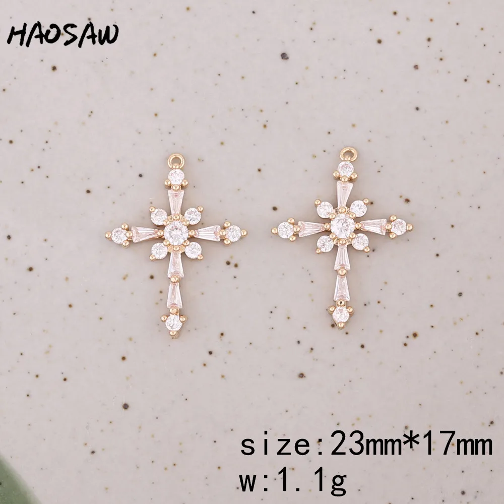 HAOSAW 4 шт./лот звезда/вспышка/Крест Дизайн/прозрачные кристаллы подвески/медные