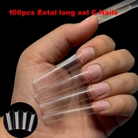 100400pcs extra long straight square tips xxl c curve half cover false nails french acrylic salon art gel uv fake nails tips