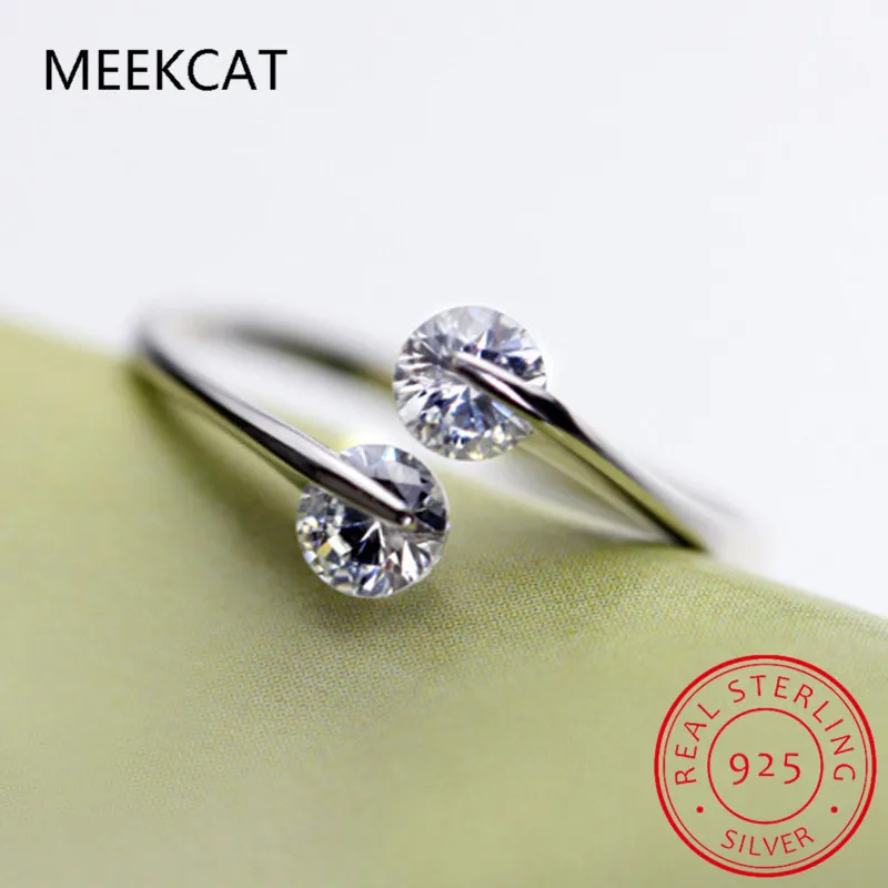 

Real 925 Sterling Silver Rings Open Design 925 Sterling Silver Aaa Zirconia Adjustable Ring Party Jewelry For Women Sr60