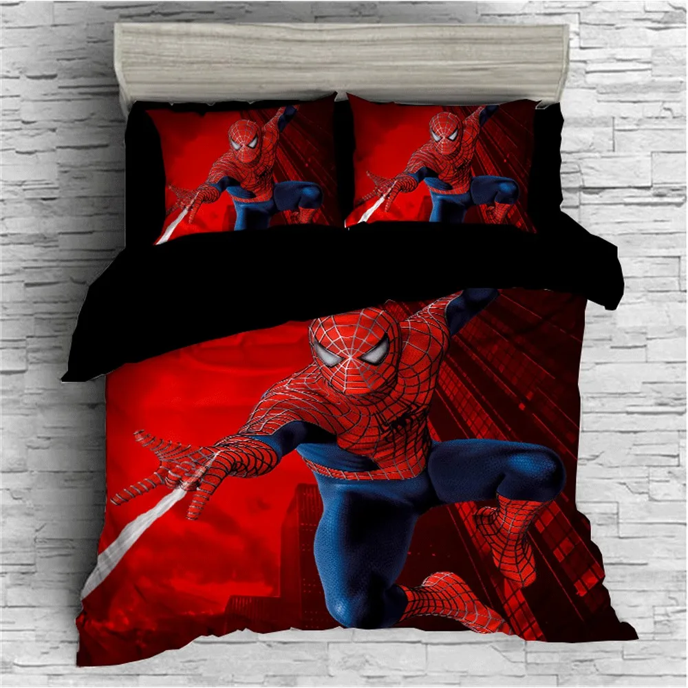 

Superhero Red Spiderman Duvet Cover Set Thicken Bed Linen 3D Character Pillowcases Twin Full Queen King Size Boys Adult Bedding