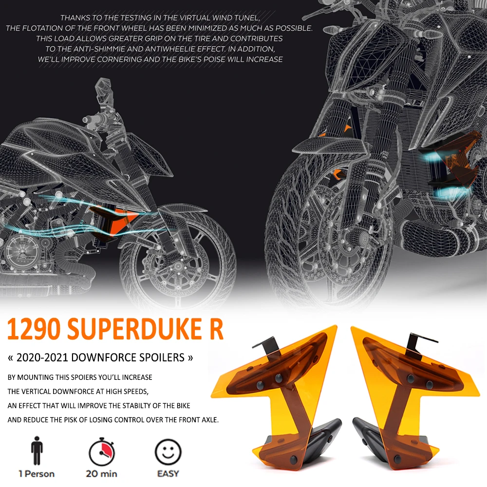 

Новинка 1290, запчасти для мотоциклов SUPERDUKE R 2020 2021, боковые Спойлеры Downforce, Обтекатели с неподвижными крыльями, панель дефлекторов крыльев