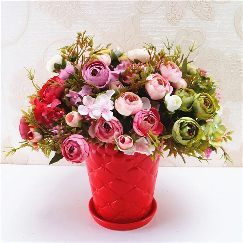 1 шт. искусственный Ретро букет из маленьких чайных роз свадебный