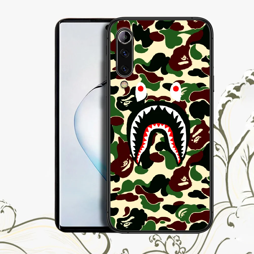 

BAPEs Fashion Brand Xiaomi Mi Note 10 A3 9T 10T 9 MAX 3 A2 8 9 pocox3 cc9 Lite Pro Ultra For Phone Case black Funda Silicone