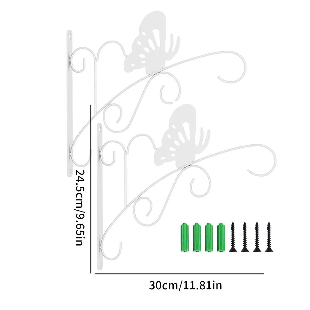 

2PCS European Style Balcony Plant Flower Pot Wrought Iron Hooks Holder Wall-Mounted Hanging Wall Stand Metal Basket Bracket New