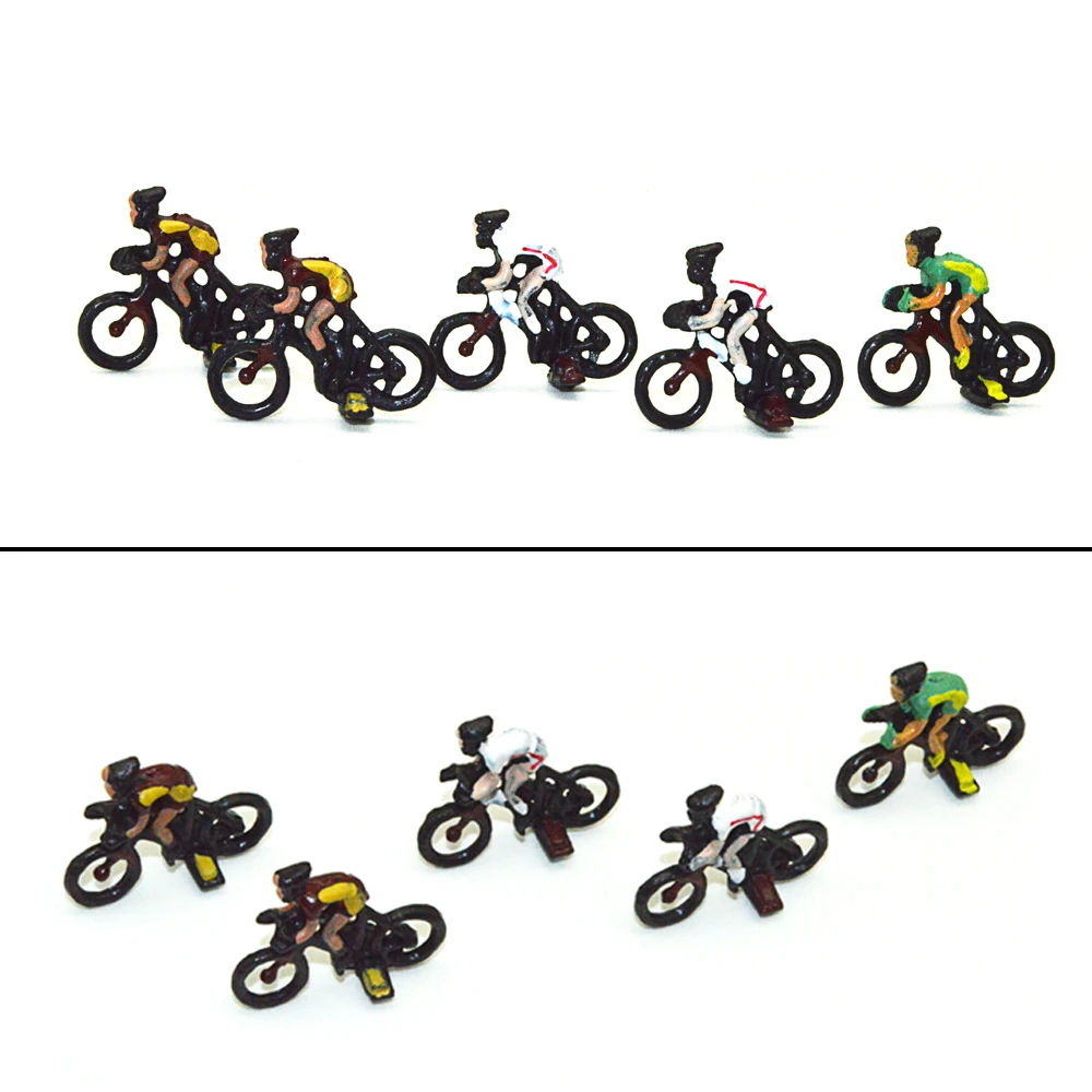 

HO 1:87 scale Model Bicycle Racing Figures Color Miniature Sports People for Diorama Architecture Racing Scene Making 12PCS