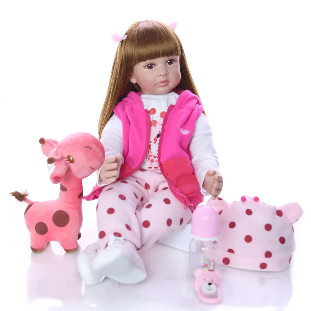24&quot 60cm Realistic Soft Silicone Reborn Baby Smile Girl Dolls Lifelike Newborn Doll bebe Gift Bonecas Toys | Игрушки и хобби