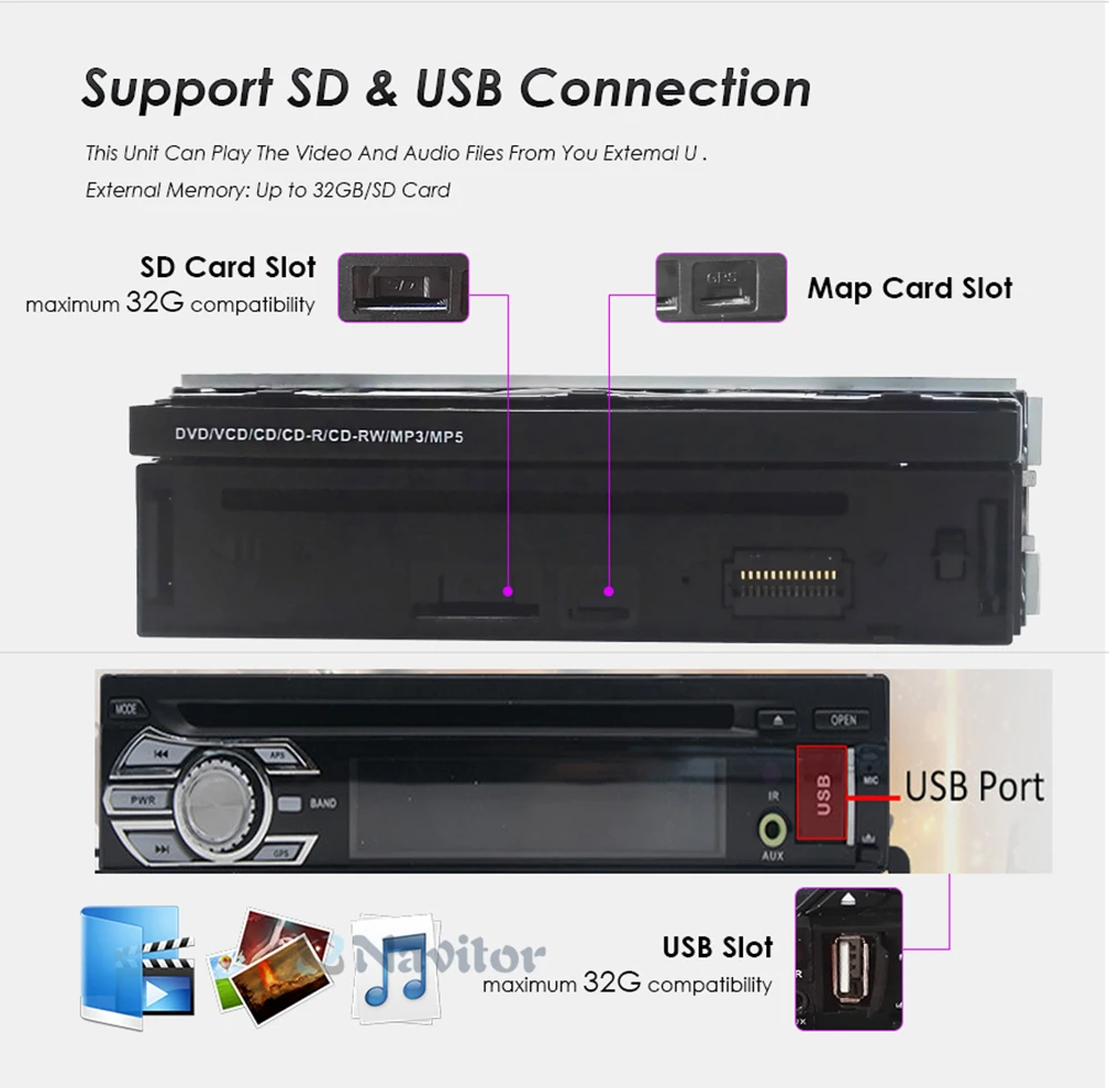 Автомобильный видеоплеер с GPS-навигацией Android 8 1 универсальный Din Съемная