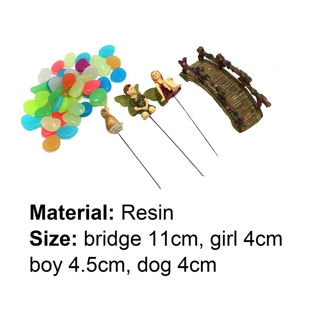 

5Pcs/Set Boy Girl Figurines Small Beautiful Decorative Resin Boy Girl Bridge Miniature Landscape Ornaments for Home