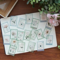 38pcs stamp design oil painting white flower transparent sticker scrapbooking diy gift packing label gift decor tag