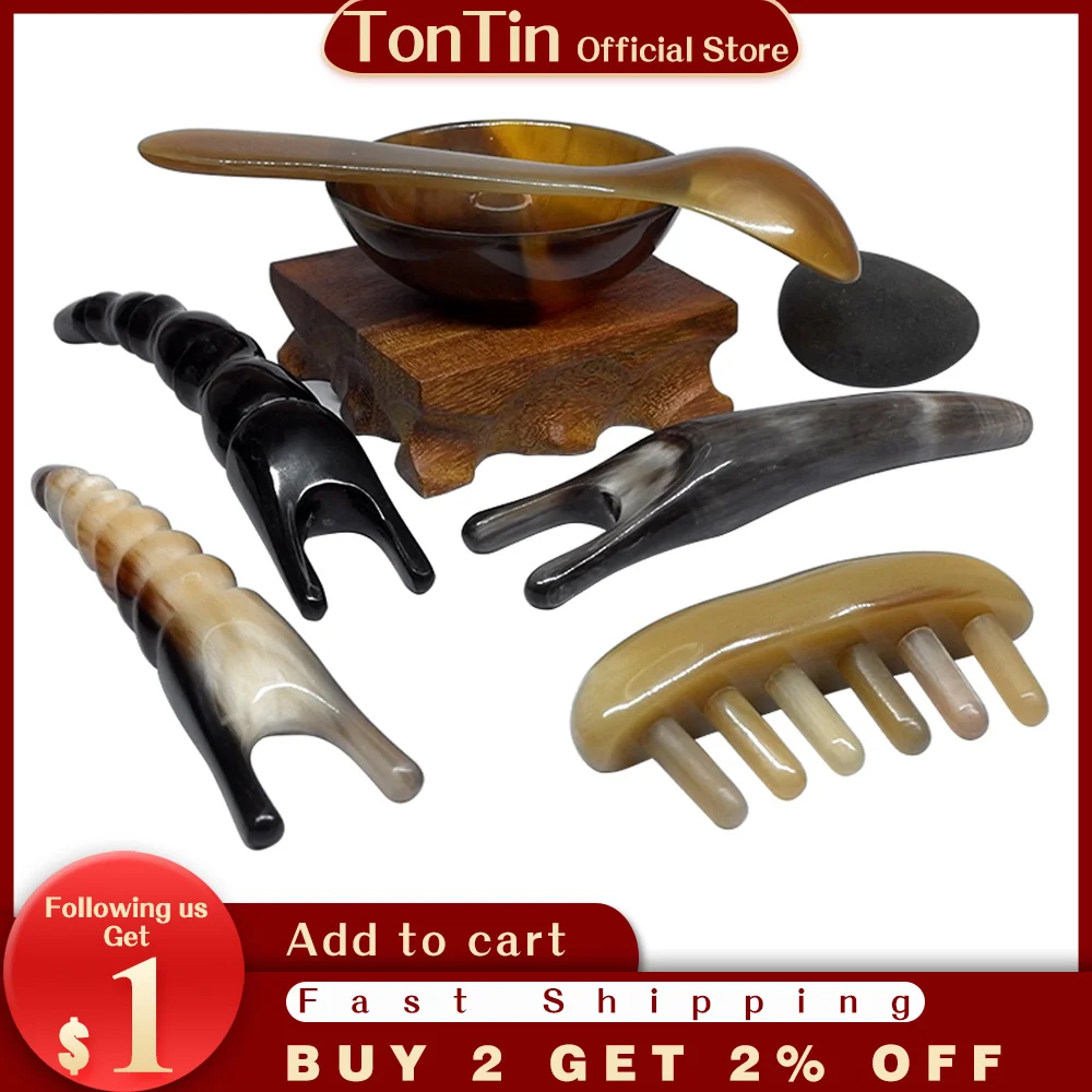 

Tontin Buffalo Ox Horn Spoon Bowl Beetle Shape Guasha Scraping Facial Beauty Salon Tool skin care gua sha horn